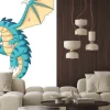 Naklejka: Cartoon baby dragon flying on white background