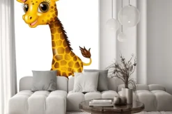 Naklejka: Cartoon dziecko żyrafa samodzielnie na białym tle