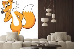 Naklejka: Cartoon fox patrząc zamyślony