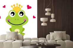 Naklejka: Cartoon książę żaba na białym