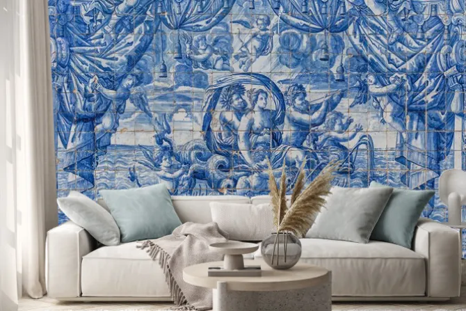 Naklejka: Ceramic azulejos in porto cathedral - portugal