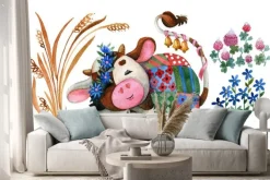 Naklejka: Childrens picture with sleeping cute animals. style for kids