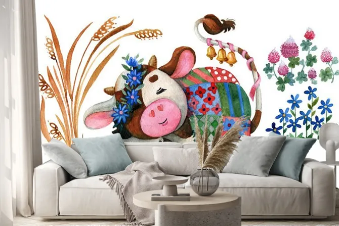 Naklejka: Childrens picture with sleeping cute animals. style for kids