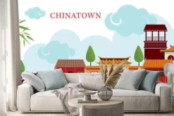 Naklejka: Chinatown building and park, podróż, miasto, kultura tradycyjna