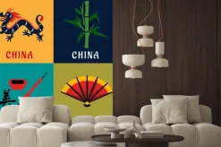 Naklejka: Chiny kultury i tradycji płaskie ikony