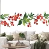 Naklejka: Christmas watercolor horizontal seamless pattern with holly berries