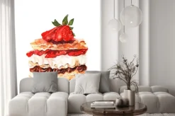 Naklejka: Ciasto z jagodami wyciągnąć akwarela. projektowanie banerów i