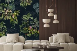 Naklejka: Ciemne kwiaty i liście dżungli