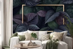 Naklejka: Ciemne liście otoczone jasną ramką