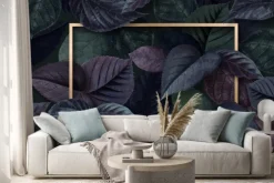 Naklejka: Ciemne liście otoczone jasną ramką