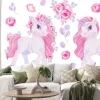 Naklejka: Clipart with watercolor hand draw unicorn and flowers