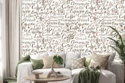 Naklejka: Coffee seamless pattern with coffee words
