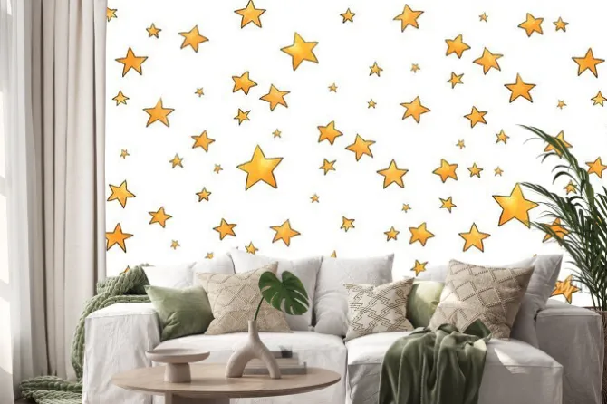 Naklejka: Collection of stars style sketch cartoon watercolor.