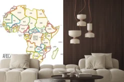 Naklejka: Colorful hand drawn political map of africa.