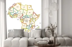 Naklejka: Colorful hand drawn political map of africa.
