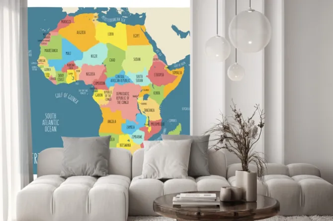 Naklejka: Colorful hand drawn political map of africa.