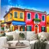 Naklejka: Colorful houses in a raw at burano island near venice italy.