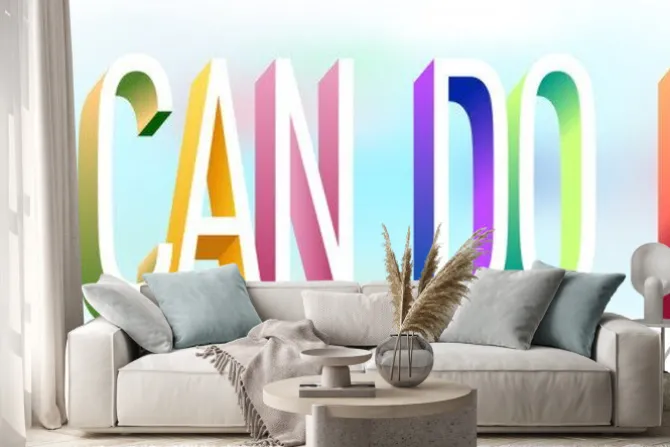 Naklejka: Colorful illustration of "i can do it" text