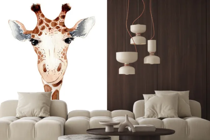 Naklejka: Cute giraffe cartoon watercolor illustration animal