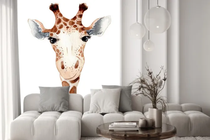 Naklejka: Cute giraffe cartoon watercolor illustration animal