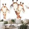 Naklejka: Cute giraffes couple cartoon watercolor illustration animal set