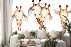 Naklejka: Cute giraffes couple cartoon watercolor illustration animal set