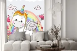 Naklejka: Cute unicorn cartoon na łące