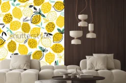 Naklejka: Cytryna bezszwowa deseniowa wektorowa ilustracja. letni projekt