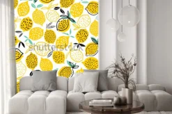Naklejka: Cytryna bezszwowa deseniowa wektorowa ilustracja. letni projekt