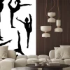 Naklejka: Czarne postacie gimnastyczek na białym tle