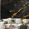 Naklejka: Czarny marmur ze złotymi zdobieniami