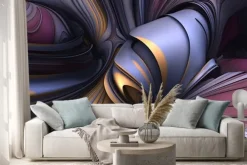 Naklejka: 3d abstrakta ilustracja - abstrakt gładki organicznie purpury,