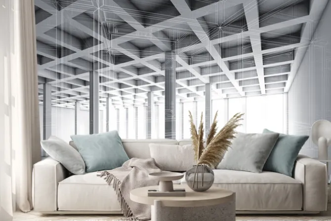 Naklejka: 3d puste wnętrze ze skutkiem szkieletowym