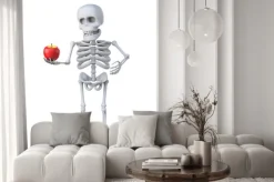 Naklejka: 3d szkielet przyniósł jabłko dla nauczyciela