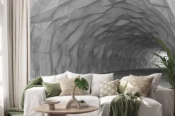 Naklejka: 3d tunelu wnętrze z chaotycznym wielokąta ulgi