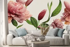 Naklejka: Decorative peony flower pattern. repeat pattern for wallpaper,