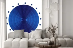 Naklejka: Deep blue mandala. buddhistic banner. hinduizm symbol