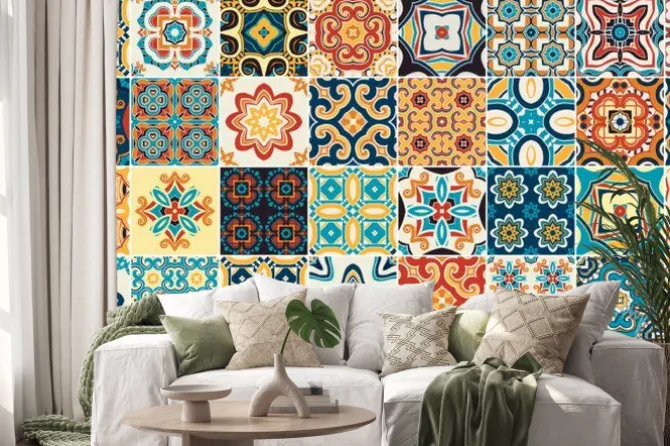 Naklejka: Dekoracyjne portugalskie płytki azulejo