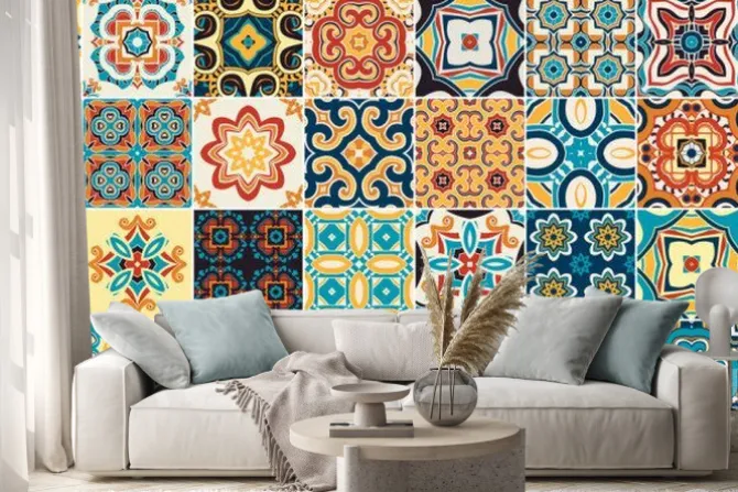 Naklejka: Dekoracyjne portugalskie płytki azulejo