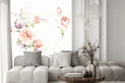 Naklejka: Delikatne geometryczne serce i pastelowe kwiaty