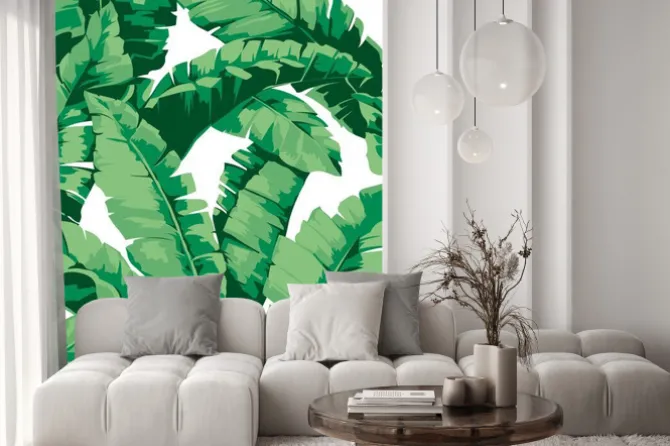 Naklejka: Deseniowy bananowy drzewo i liście że ja jest tropikalnym rośliną