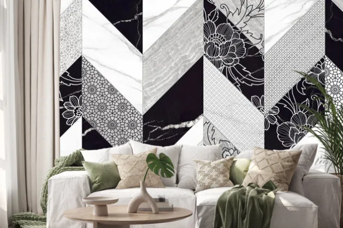 Naklejka: Digital colorful wall tile design for washroom and kitchen marble