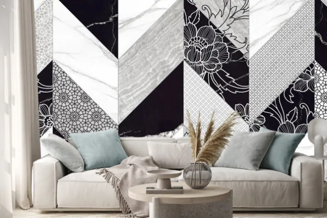 Naklejka: Digital colorful wall tile design for washroom and kitchen marble