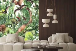 Naklejka: Dinozaury wśród prehistorycznych roślin