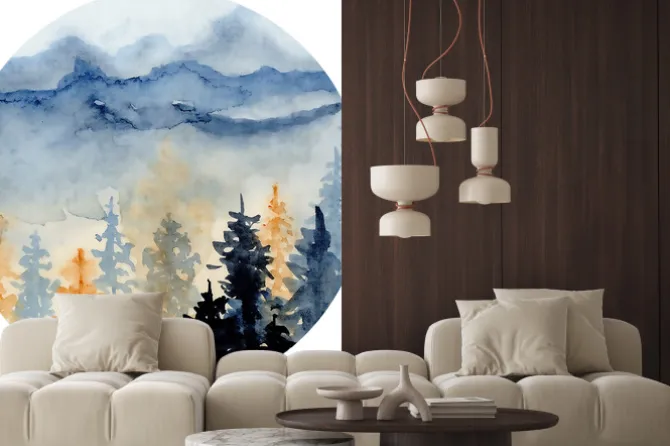 Naklejka: Drzewa skąpane w ciepłych promieniach słońca