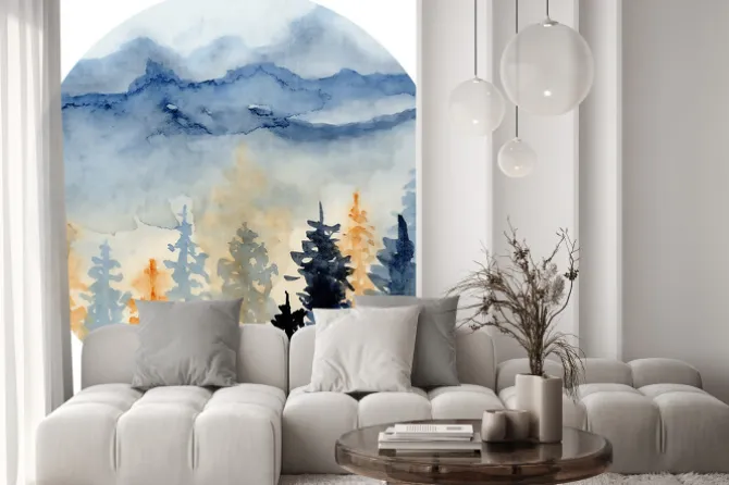 Naklejka: Drzewa skąpane w ciepłych promieniach słońca