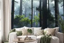 Naklejka: Drzewa we mgle o poranku