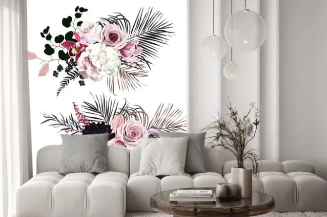 Naklejka: Dusty rose, hydrangea, pink cymbidium orchid, berry, bronze,