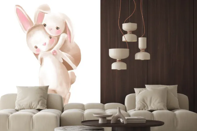 Naklejka: Dwa urocze króliczki dla dzieci