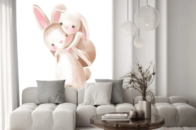 Naklejka: Dwa urocze króliczki dla dzieci